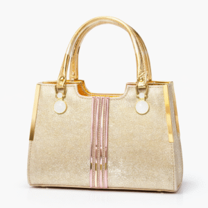 glitter pink center stripe pu synthetic leather handbag for women – premium quality
