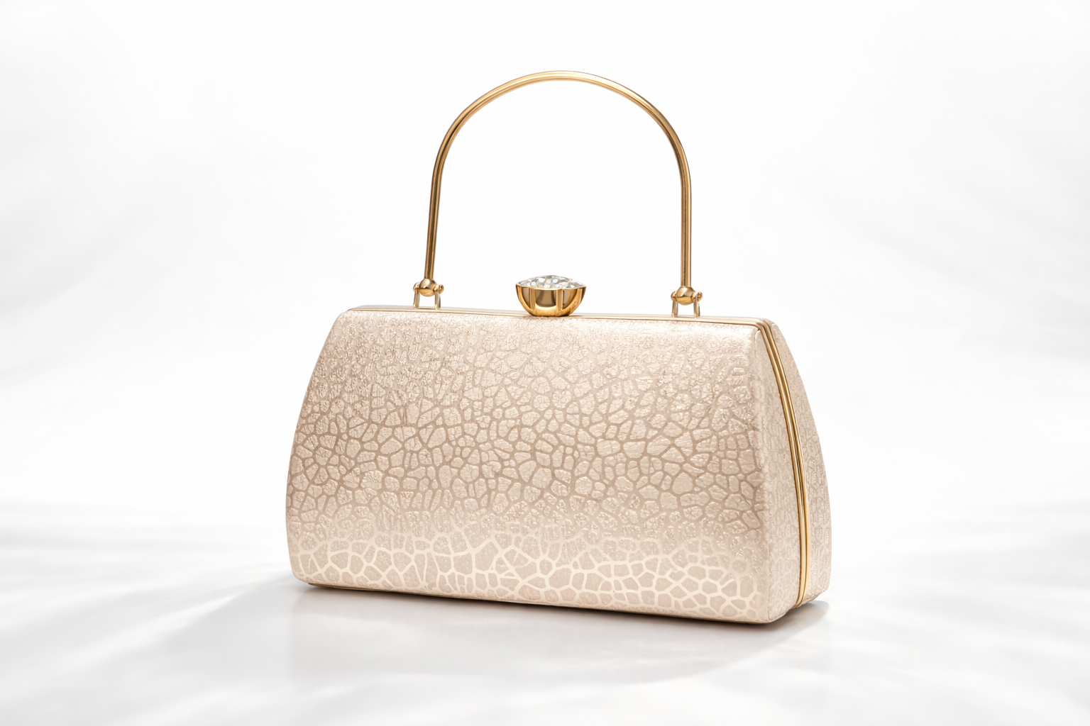 cream color clutch gold handle premium look pu leather handbag for women cream color clutch gold handle premium look pu leather handbag for women