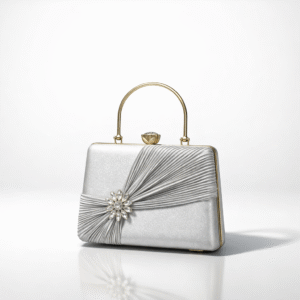 silver color party wear stylish pu/ rexine clutch handle bag